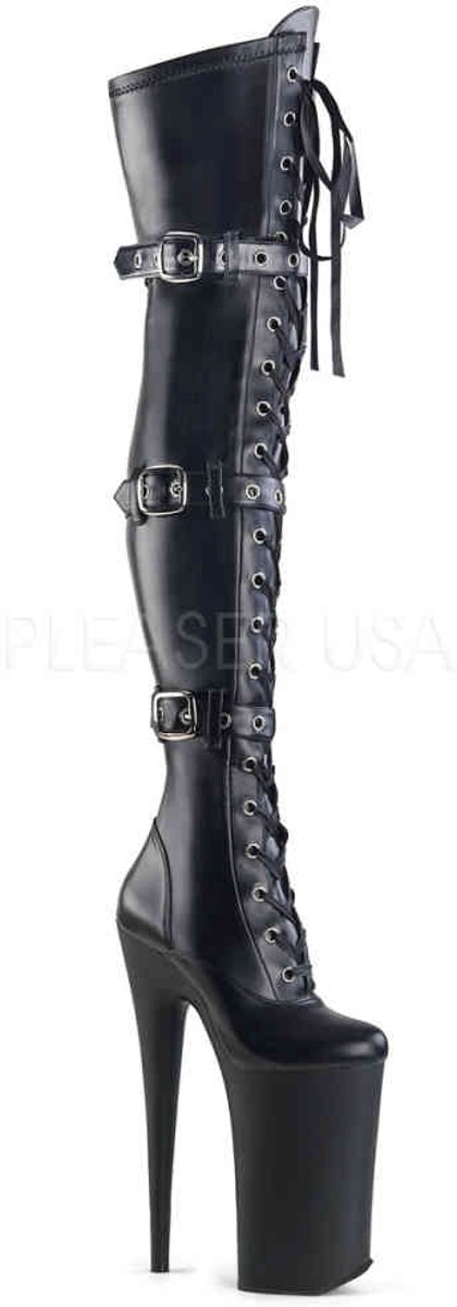 EU 36 = US 6 | BEYOND-3028 | 10 Heel, 6 1/4 PF Lace-Up Front Thigh High Boot, Side Zip